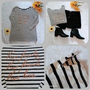 Old Navy black and white stripe graphic top.
